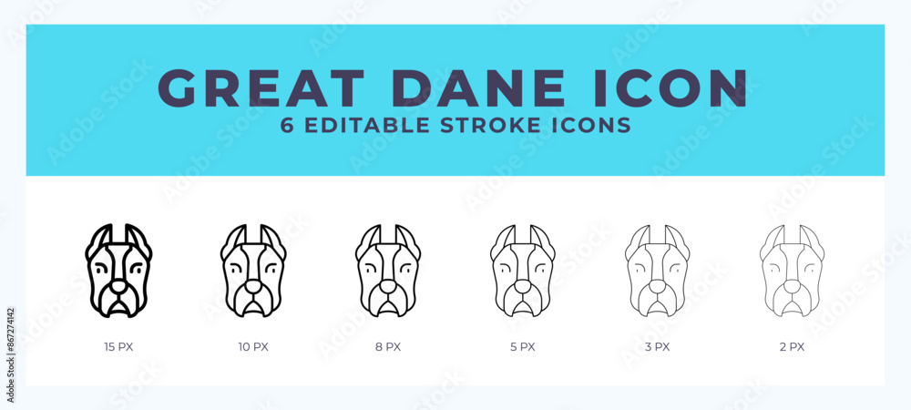Great dane stroke icon for web. Mobile apps and ui. Great dane stroke icon for web. Mobile apps and ui.
