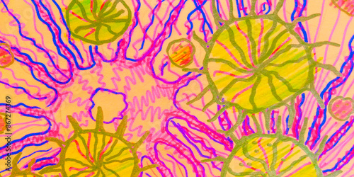 Bacteria Macro. Yellow Cancer Cells Dividing.