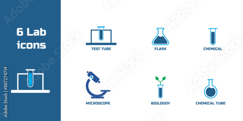 6 lab icons for  web, app and to use in presentations and projects