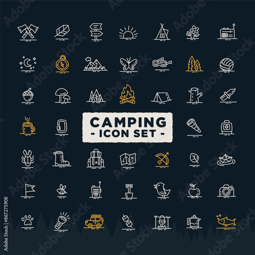 Campfire Hand Drawn Icon Set