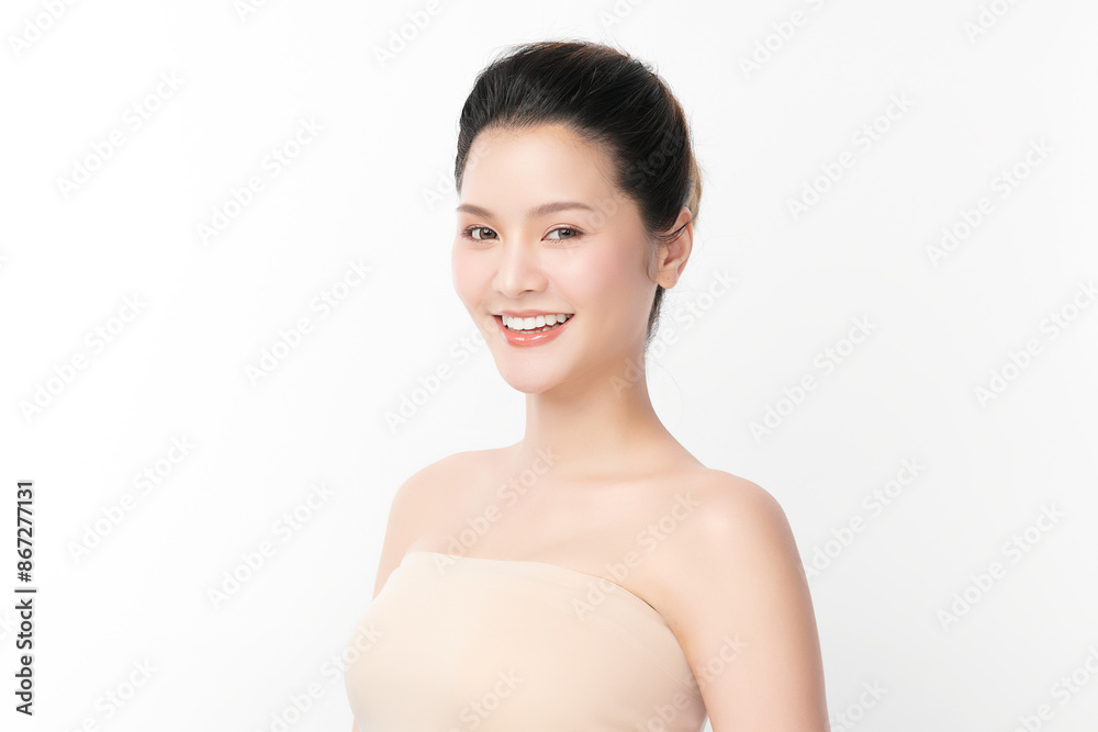 Beautiful young asian woman with clean fresh skin on white background, Face care, Facial treatment, Cosmetology, beauty and spa, Asian women portrait. Beautiful young asian woman with clean fresh skin on white background, Face care, Facial treatment, Cosmetology, beauty and spa, Asian women portrait.