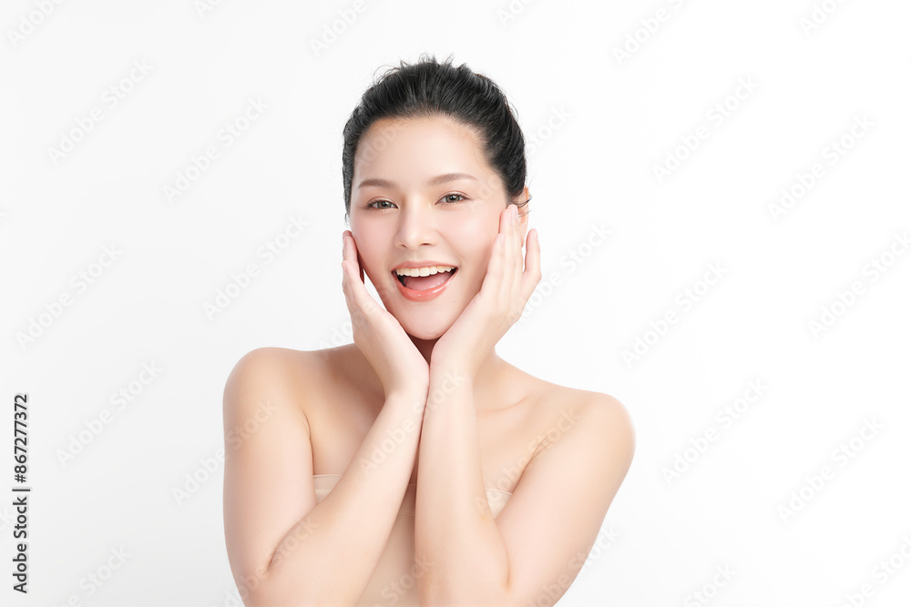 Beautiful young asian woman with clean fresh skin on white background, Face care, Facial treatment, Cosmetology, beauty and spa, Asian women portrait. Beautiful young asian woman with clean fresh skin on white background, Face care, Facial treatment, Cosmetology, beauty and spa, Asian women portrait.