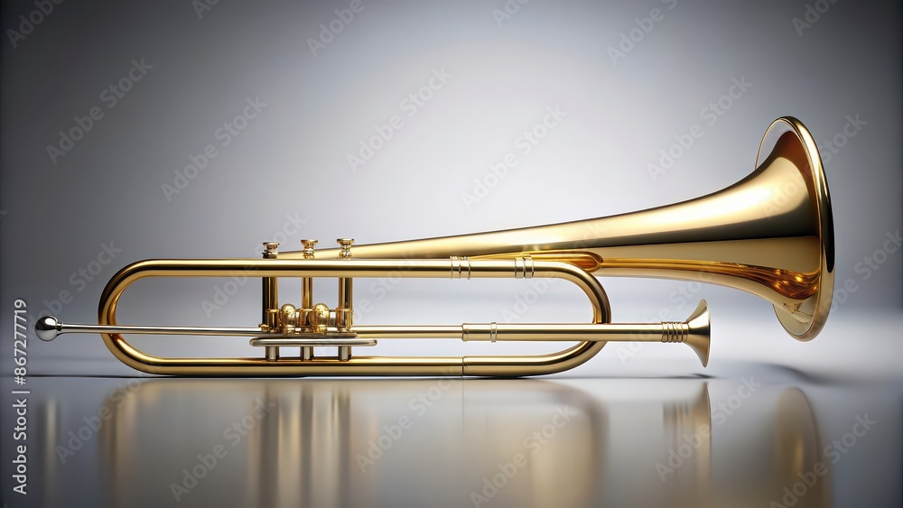 Obraz premium Brass trombone isolated on background, music, instrument, brass, trombone,isolated, shiny, detailed, symphony, classical