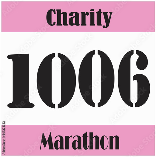 Runner's bib number for charity simple design vector illustration