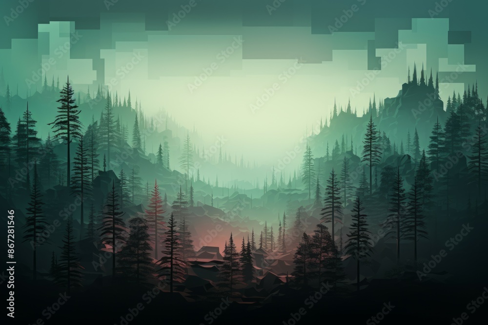 Foggy Forest Material Structure Background - Generative AI Foggy Forest Material Structure Background - Generative AI