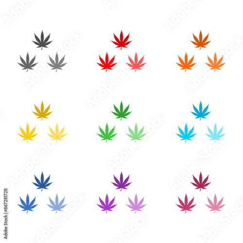 Cannabis leaf icon isolated on white background. Set icons colorful