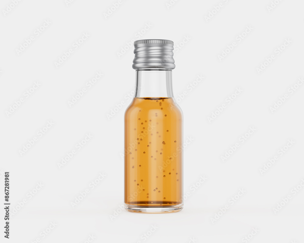 Essence Oil Sleek And Slender Glass Bottle With Silver Metal Cap On White Background 3D Illustration Essence Oil Sleek And Slender Glass Bottle With Silver Metal Cap On White Background 3D Illustration