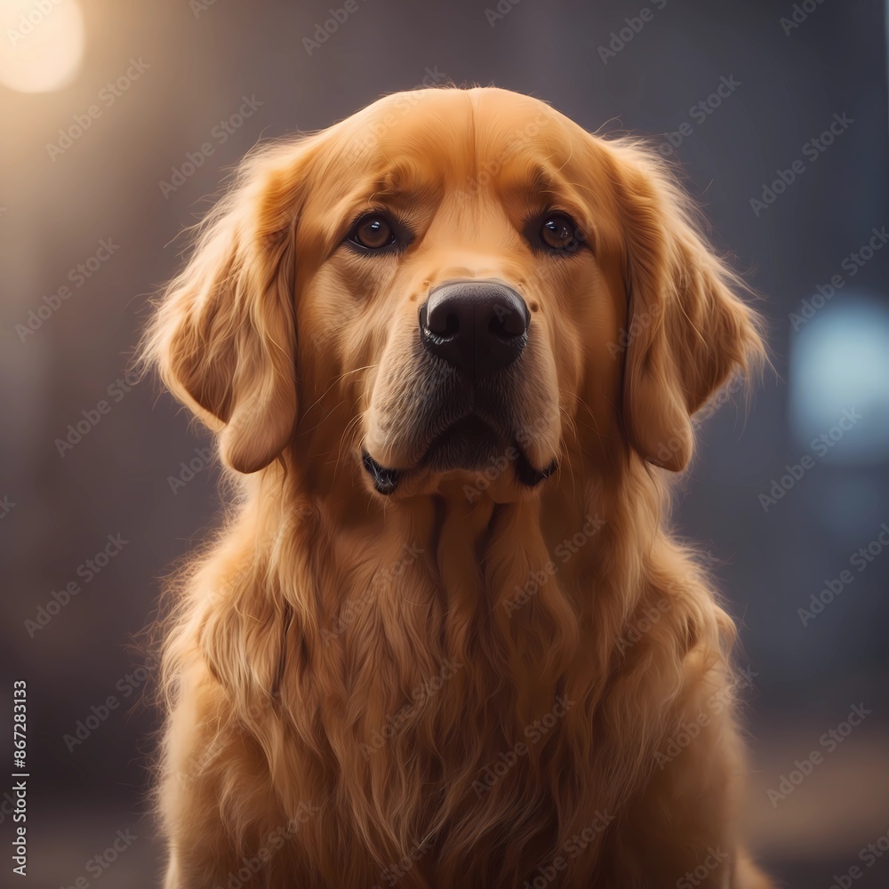 Golden Retriever Dog Staring Straight to Camera Golden Retriever Dog Staring Straight to Camera