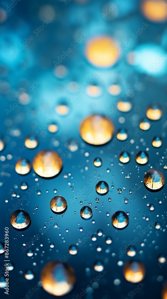 Raindrops on Glass Material Structure Background - Generative AI