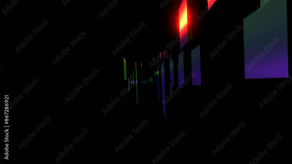 18 seconds of slow hypnotic spinning distorted rectangular slab shapes ...