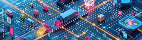 Detailed customer journey mapping in e-commerce with vibrant graphics and clear stages, high resolution and appealing