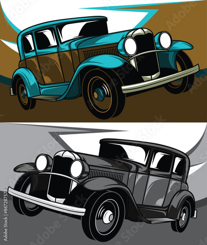 Classic american cars and abstract background
