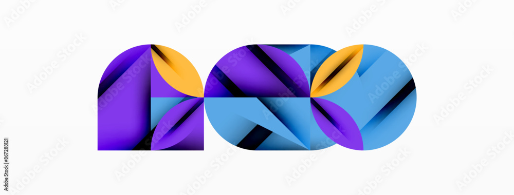 Circle, square and flower petal geometric background. Round shapes composition for wallpaper, banner, background or landing Circle, square and flower petal geometric background. Round shapes composition for wallpaper, banner, background or landing