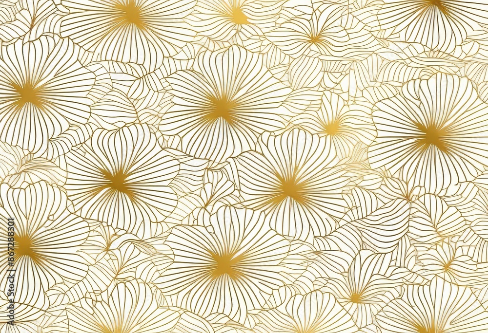 A modern geometric pattern with gold flowers on a white background A modern geometric pattern with gold flowers on a white background