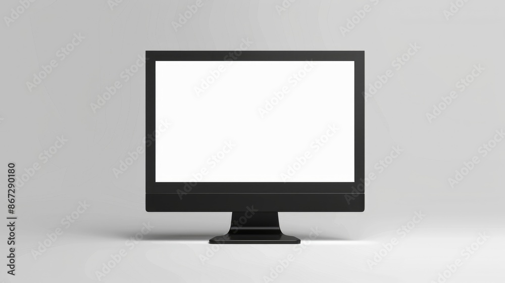 Black Computer Monitor Mockup on a White Background Black Computer Monitor Mockup on a White Background