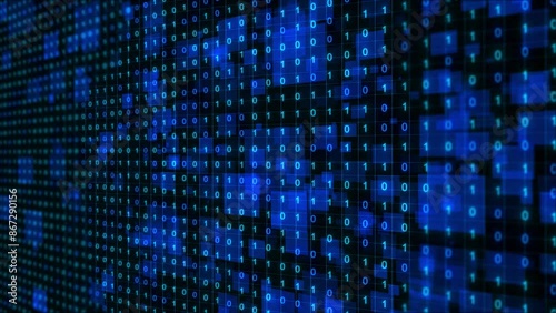 Wallpaper Mural Futuristic Digital Hi-Tech Data Flow Cyber cyberspace moving particles. security database. Matrix technology background. news studio background, product promotion, corporate promotion. cyberspace Torontodigital.ca