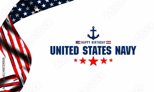 U.S. navy birthday on october 13th  with U.S, flag, perfect for office, banner, company, landing page, background, social media wallpaper and greeting card. photo