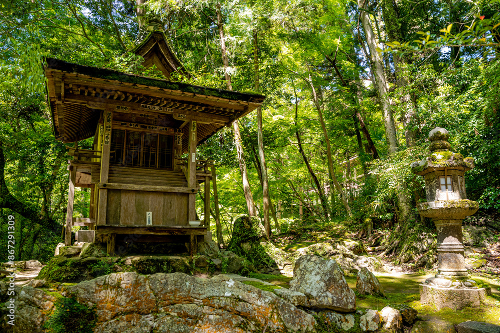 A small temple in Ishiyamadera temple complex, in Otsu, Shiga Prefecture, Kansai region, Japan. A small temple in Ishiyamadera temple complex, in Otsu, Shiga Prefecture, Kansai region, Japan.