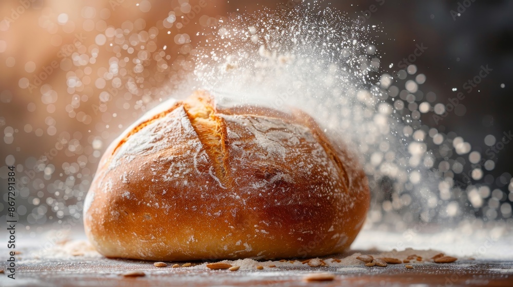 Freshly Baked Bread with Flour Dust Freshly Baked Bread with Flour Dust