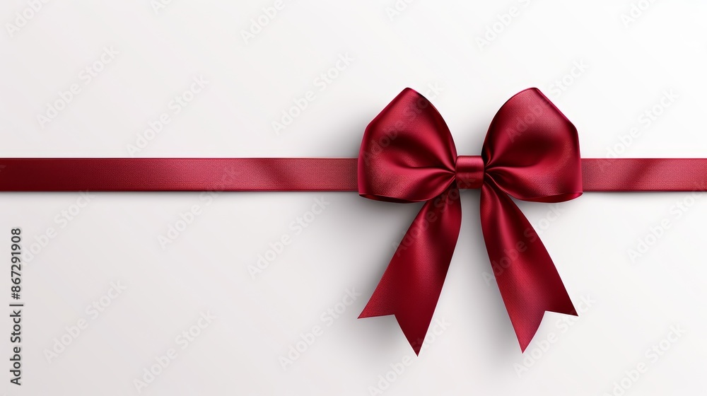 Elegant red satin ribbon and bow, vector illustration, isolated on white, vibrant and shiny, ideal for Christmas, Valentine's, and gift packaging designs Elegant red satin ribbon and bow, vector illustration, isolated on white, vibrant and shiny, ideal for Christmas, Valentine's, and gift packaging designs