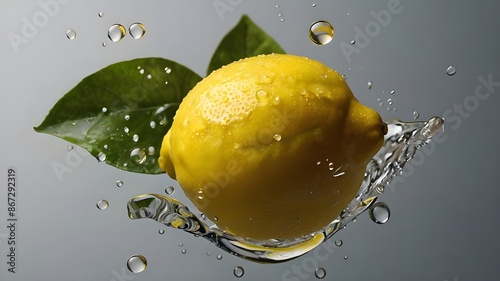 A big yellow lemon falling into water