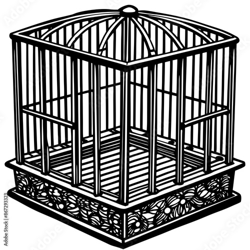 bird in cage vector