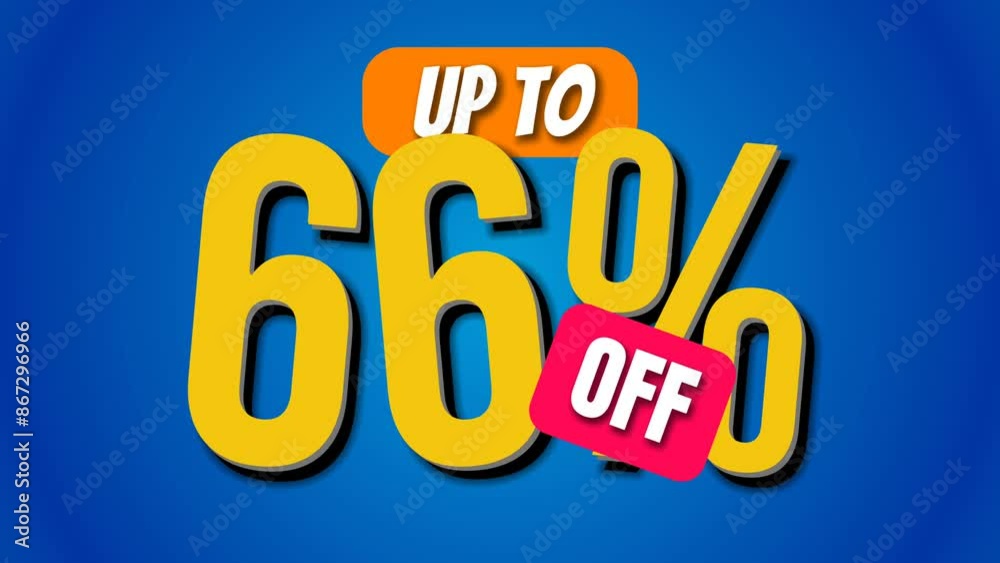 UP TO 66% OFF - Set of seamless looping banner text promotion animation with a blue background. 6.6 june sale. UP TO 66% OFF - Set of seamless looping banner text promotion animation with a blue background. 6.6 june sale.