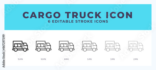 Cargo truck icon symbol. Outline. Lineal icon with editable stroke.