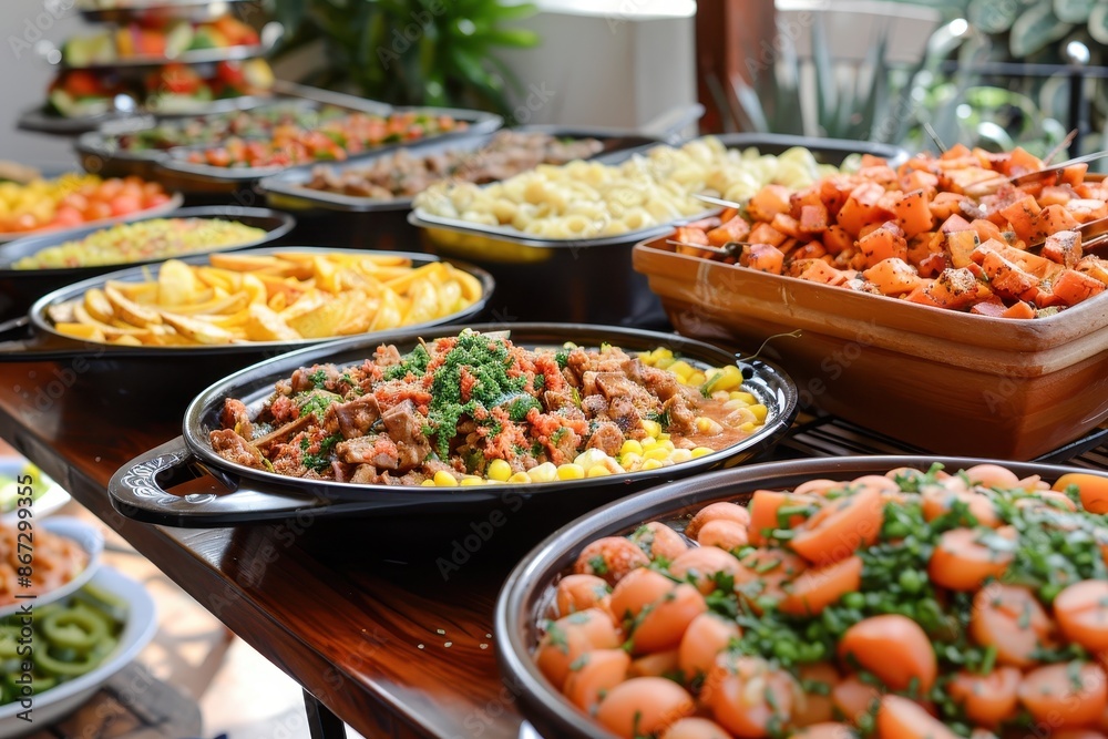 A Buffet Table Filled With Delicious Dishes