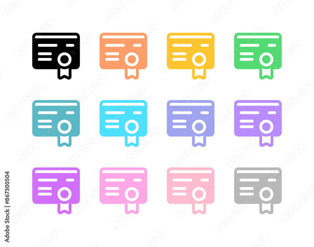 Editable certificate vector icon. Online learning, course, tutorial. Part of a big icon set family. Perfect for web and app interfaces, presentations, infographics, etc Editable certificate vector icon. Online learning, course, tutorial. Part of a big icon set family. Perfect for web and app interfaces, presentations, infographics, etc