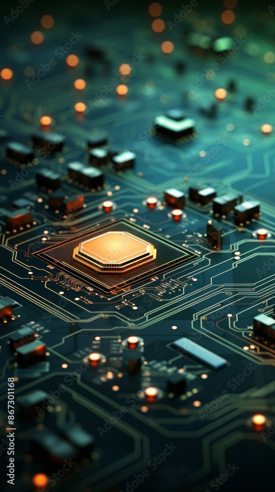 Obraz premium Circuit Board Material Structure Background - Generative AI