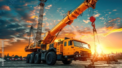 Mobile crane at the construction site.