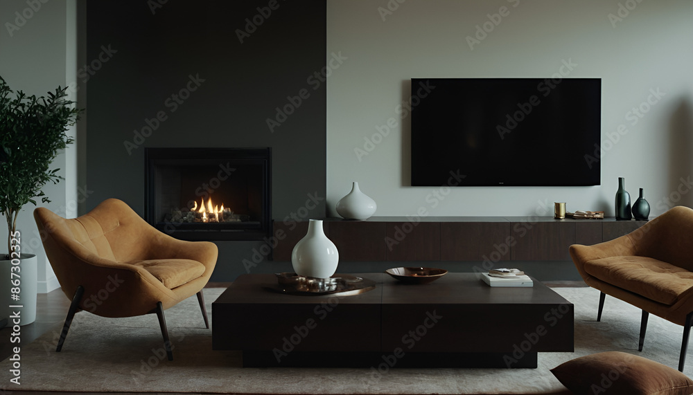 Fototapeta premium living room with fireplace