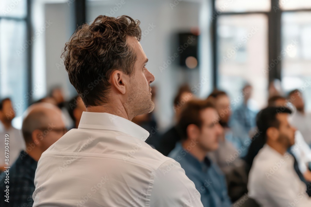 A breakthrough moment during a pitch session, capturing the attention of influential angel investors A breakthrough moment during a pitch session, capturing the attention of influential angel investors