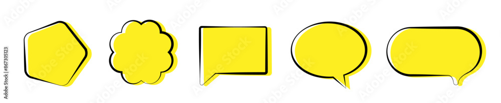 Set of sketch speech bubbles and shapes Set of sketch speech bubbles and shapes