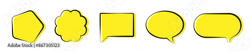 Set of sketch speech bubbles and shapes	