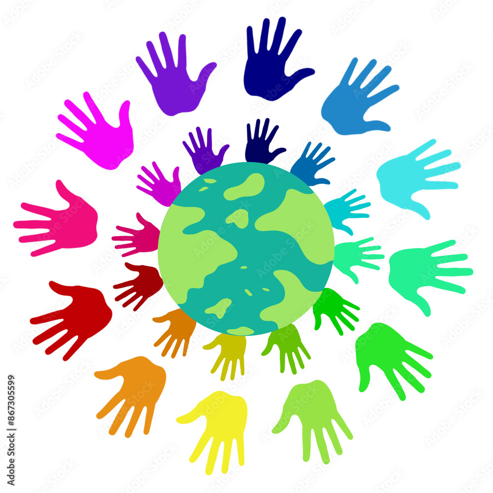 A group of children holding hands and forming a circle around a globe , Protecting environment. world peace concept, A group of children holding hands and forming a circle around a globe , Protecting environment. world peace concept,