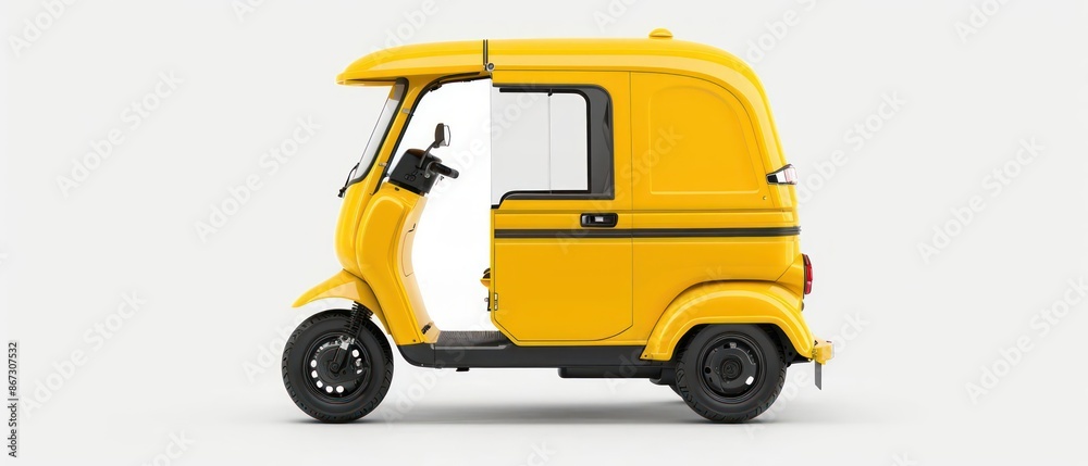 A hightech auto rickshaw with innovative design features and ecofriendly technology