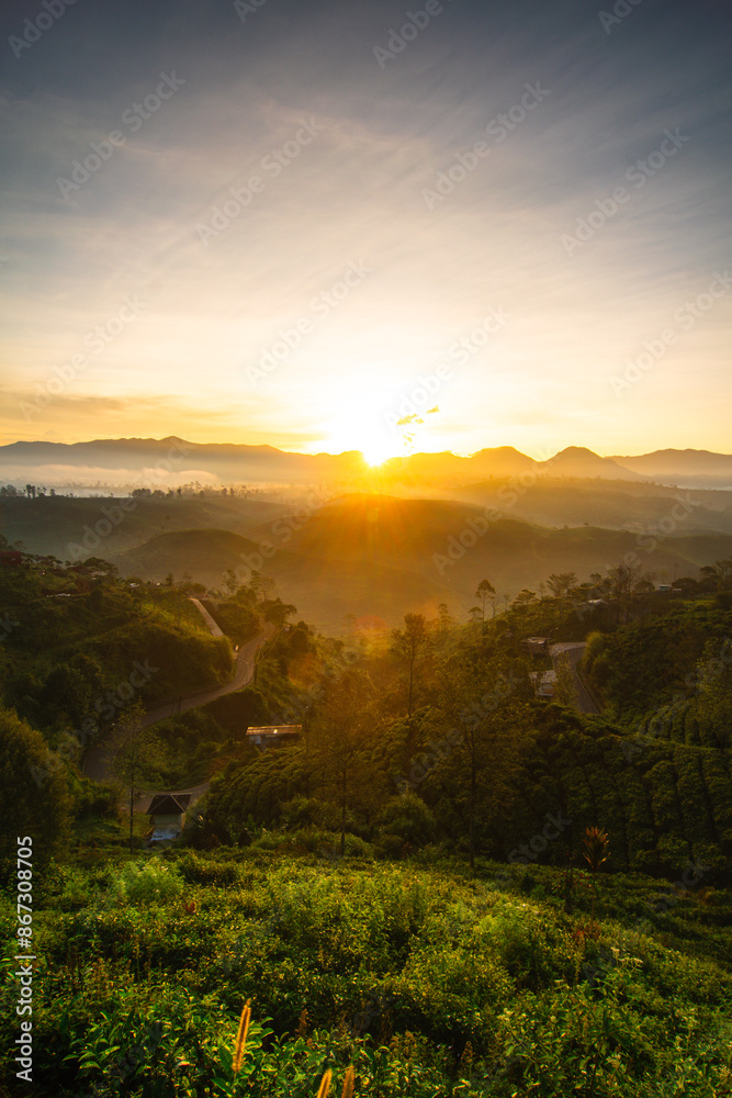 sunset in the mountains