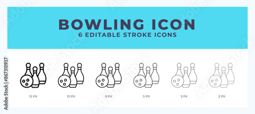 Bowling line icon for websites and apps. Vector illustration with editable stroke.