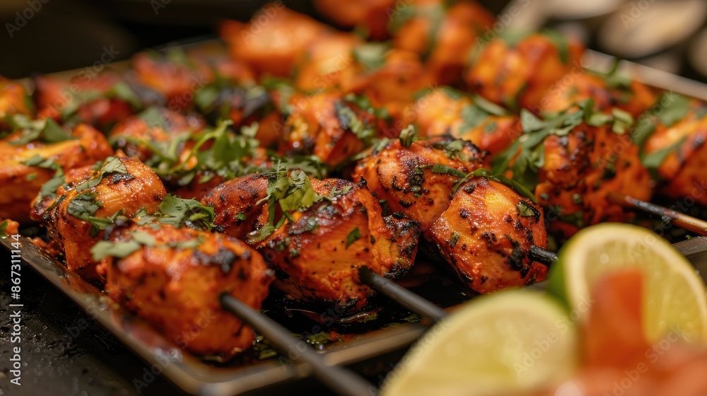 Close up of Chicken Tikka at a culinary event Close up of Chicken Tikka at a culinary event