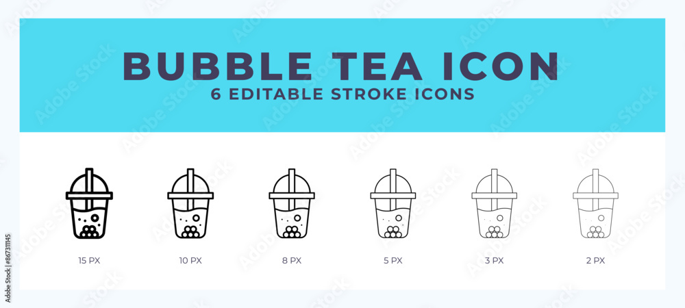 Obraz premium Bubble tea icon illustration vector with editable stroke.