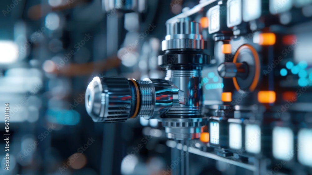 An anemometer with spinning cups measuring wind speed in a hightech environment An anemometer with spinning cups measuring wind speed in a hightech environment