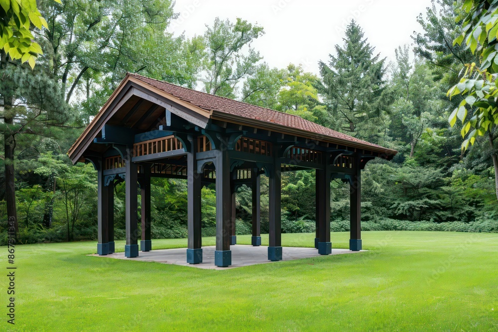 Naklejka premium An elegant pavilion in a park, designed for community events and outdoor performances