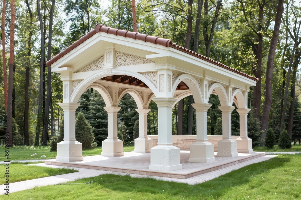 Obraz premium An elegant pavilion in a park, designed for community events and outdoor performances