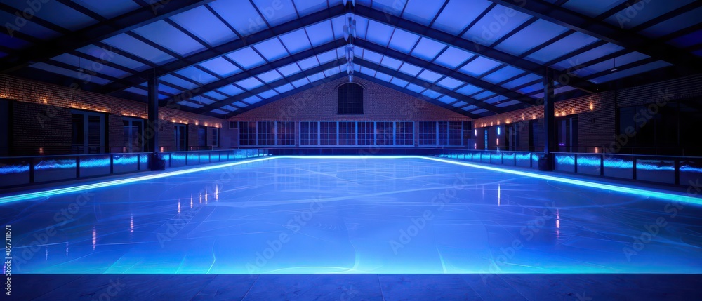 Fototapeta premium An innovative ice rink with dynamic lighting effects, creating a vibrant atmosphere for skating