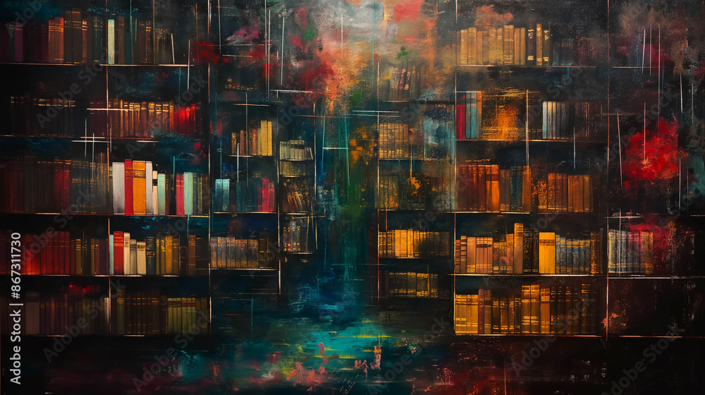 Decadent Library, Oil Paint Art