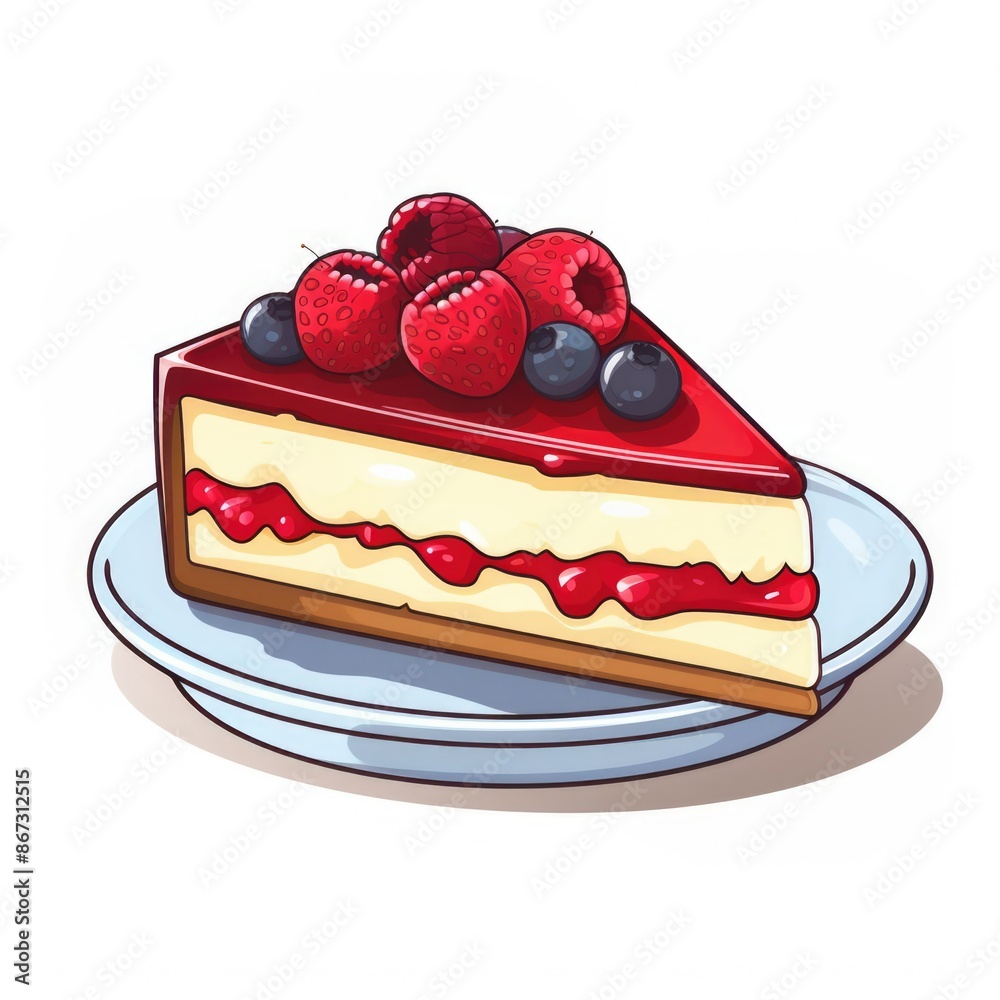 Cheesecake with berries on a white background Cheesecake with berries on a white background