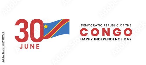 Democratic Republic of the Congo independence day 30 June flag vector poster