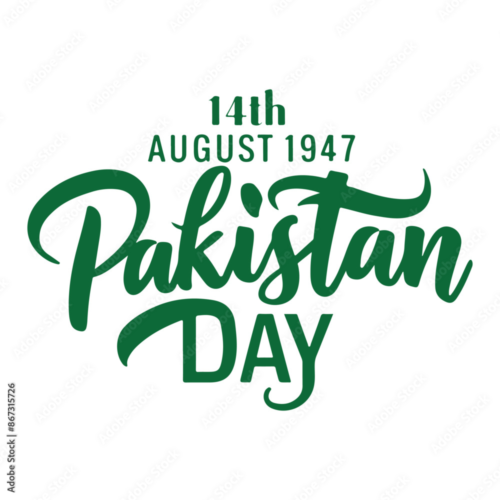 14th of August independence day of Pakistan typography 14th of August independence day of Pakistan typography